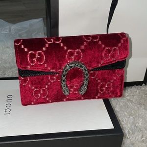 GUCCI Velvet GG Monogram Super Mini Dionysus Bag